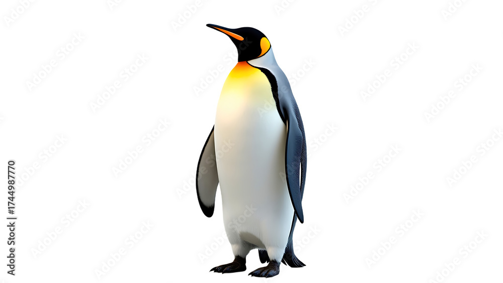 Fototapeta premium Majestic King Penguin Standing on a Transparent Background