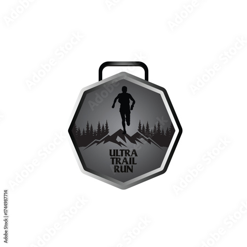 mountain marathon trail run medal design,trail run logo design