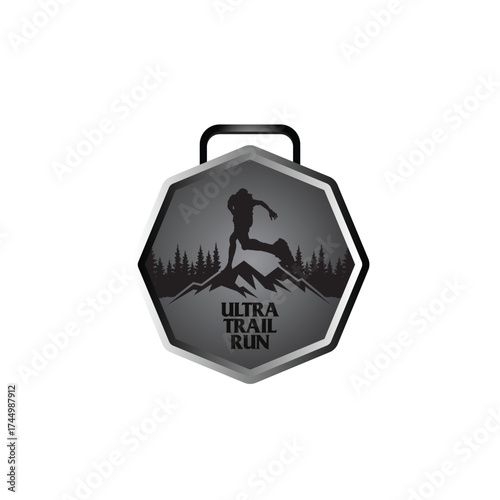 mountain marathon trail run medal design,trail run logo design