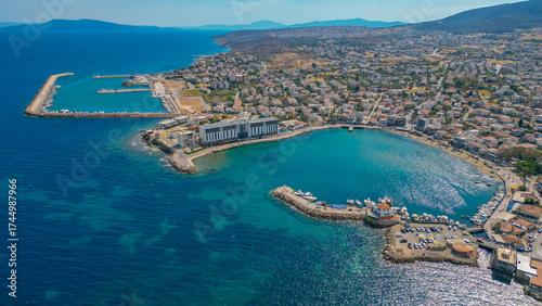 Fototapeta Naklejka Na Ścianę i Meble -  Aerial View of Mordoğan and Karaburun Coastline, İzmir, Turkey