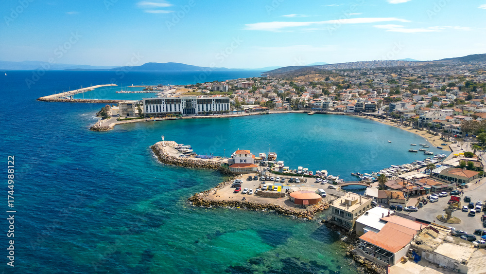 Fototapeta premium Aerial View of Mordoğan and Karaburun Coastline, İzmir, Turkey
