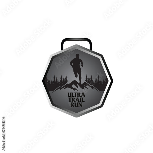 mountain marathon trail run medal design,trail run logo design
