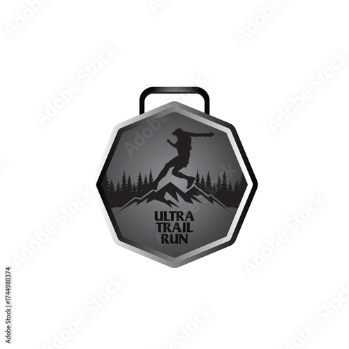 mountain marathon trail run medal design,trail run logo design