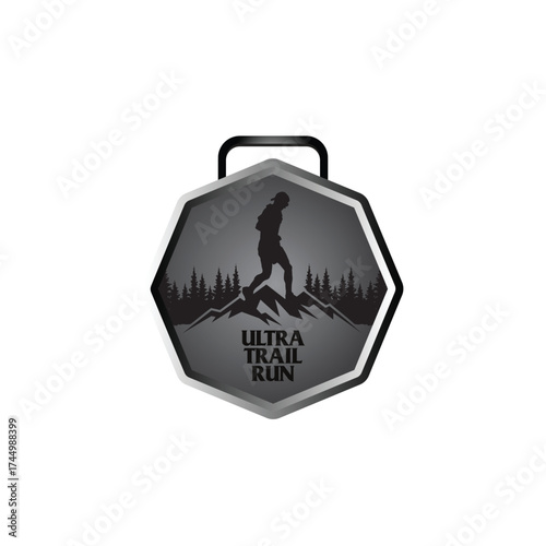 mountain marathon trail run medal design,trail run logo design
