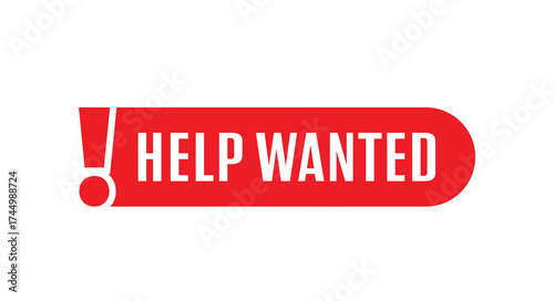 Help wanted sign on white background	