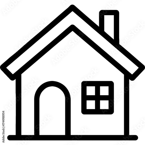 House with pitched roof and chimney outline icon vector