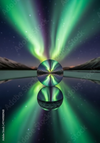 Aurora Borealis Reflected in a Crystal Ball.