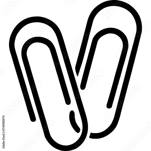 Paper clips outline icon vector