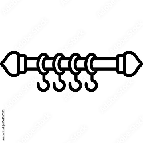 Curtain rod outline icon vector