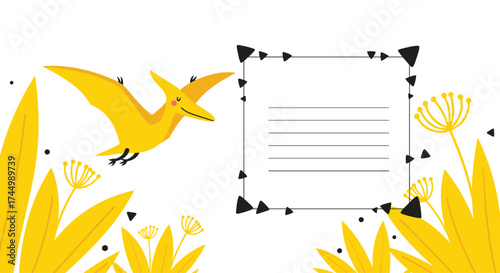 A prehistoric adventure with a friendly pterodactyl in a lush jungle.