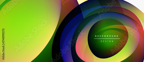 Abstract colorful layers create dynamic visual effect. Gradient hues blend, forming modern background design. Smooth transitions, vibrant tones.