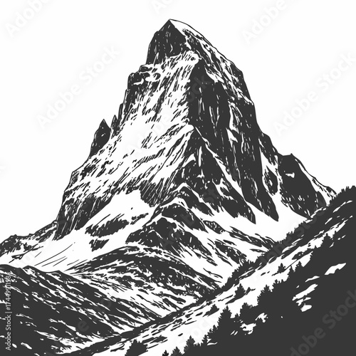 Majestic matterhorn peak, a stunning alpine landscape, the rugged mountain range, covered in snow, creates a breathtaking view of natures grandeur