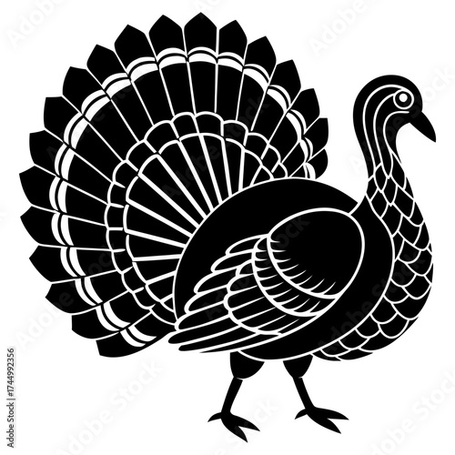 A black turkey silhouette chicken logo vector, and  cock bird vector, white of a silhouette illustration.