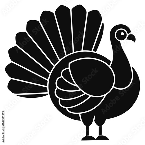 A black turkey silhouette chicken logo vector, and  cock bird vector, white of a silhouette illustration.