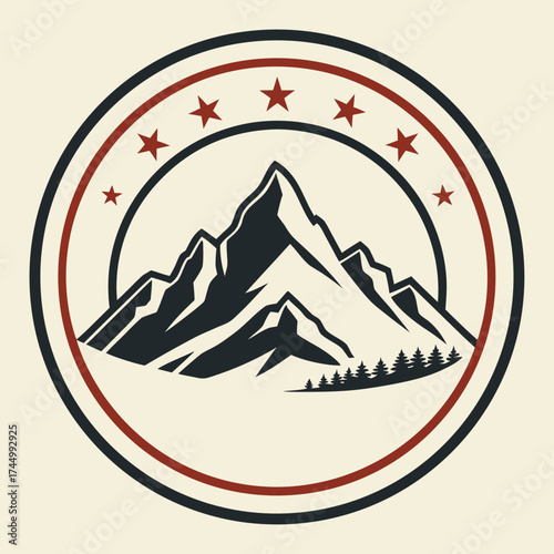 Illustration of a majestic mountain range, symbolizing natures grandeur and the spirit of exploration the stars add a touch of wonder and adventure