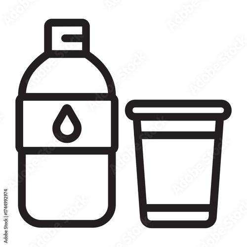 water bottle line icon