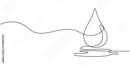 Continuous one line drawing of blood drop on transparent background, blood drop icon single line drawing, continuous line art drawing of blood drop, One line drawing of water drop, Water drop.
