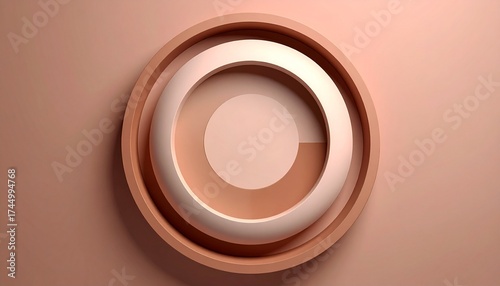 Round Button in Mocha Mousse and Cream Color with Frame in Natural Tones, Modern Minimalist Design 