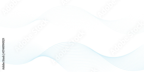 Abstract blue smooth wave on a white background. Dynamic sound wave art