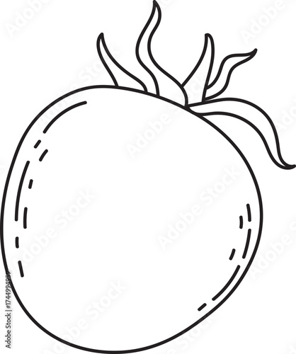 Black and White Tomato Icon Illustration for Healthy Eating and Food Concepts