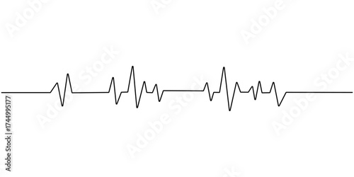 Continuous line representing a heartbeat outline vector art illustration, Heart beat one line, Continuous lines heart beats drawing. Wave pulse, Hand draw heartbeat, Hand drawn symbol vector.