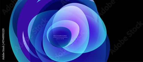 Abstract blue layers create dynamic visual effect. Modern design, vibrant colors, smooth gradients present elegant composition.