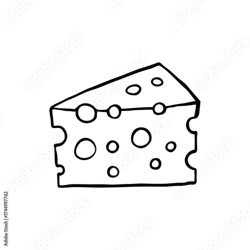 Simple Hand Drawn Cheese Wedge