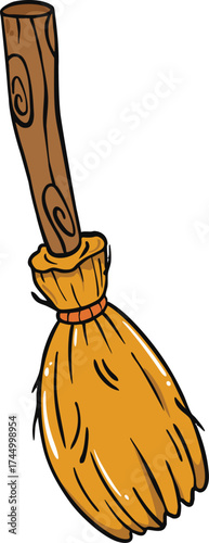 illustration halloween broom hand drawn outline concept