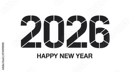 Angular 2026 digits in bold black on stark white layout with minimalist New Year text