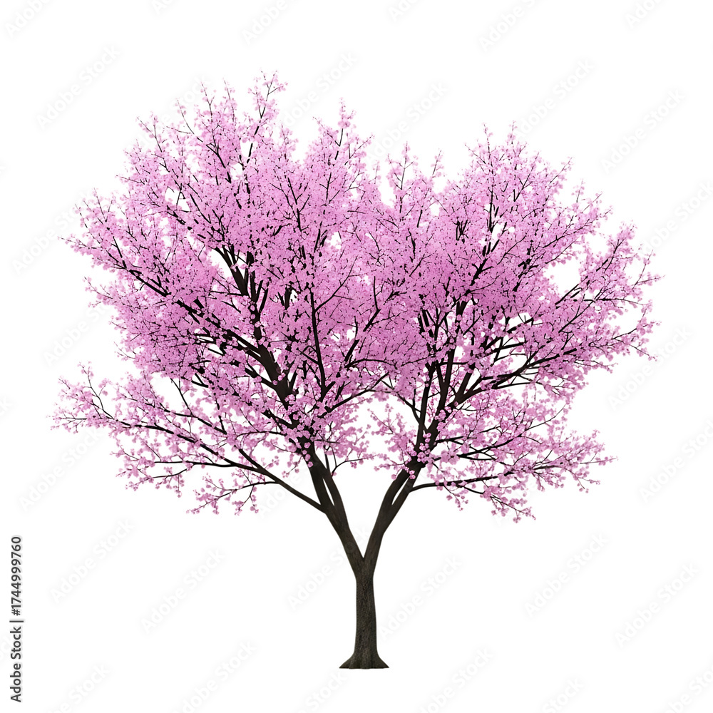 Fototapeta premium Pink cherry blossom tree isolated on transparent background