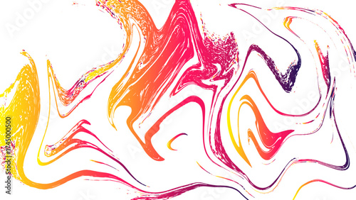 Abstract fluid digital art with marbled paint effect featuring dynamic swirls of magenta, hot pink, and deep violet. Smooth gradient flows across white space, creating vibrant, modern, and energetic