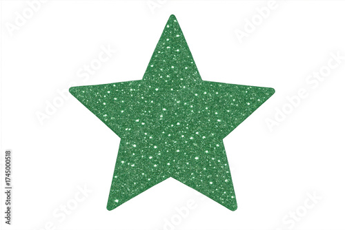 Green glitter star on transparent background