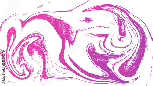 Abstract fluid digital art with marbled paint effect featuring dynamic swirls of magenta, hot pink, and deep violet. Smooth gradient flows across white space, creating vibrant, modern, and energetic