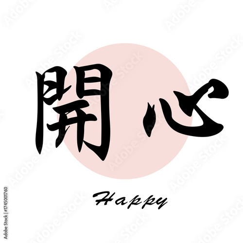 Chinese words: Happy (Kai Xin) 