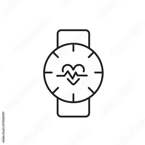 A vector icon of a smartwatch that monitors stress levels, created in line style with editable stroke