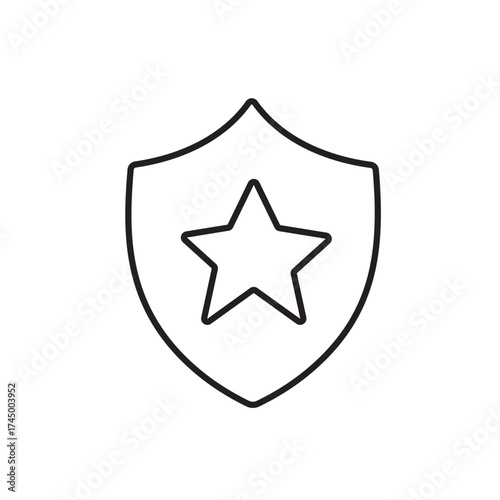 A vector icon of a badge symbolizing gamified wellness achievements or rewards, created in line style with editable stroke