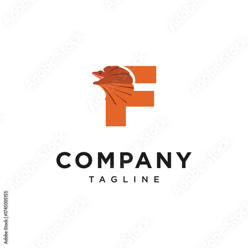 Letter F Frilled-neck lizard Logo Icon Vector