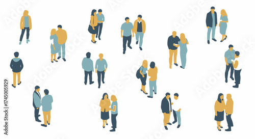 Vector illustration of people seen from above, useful for architectural plans and urban design, white background