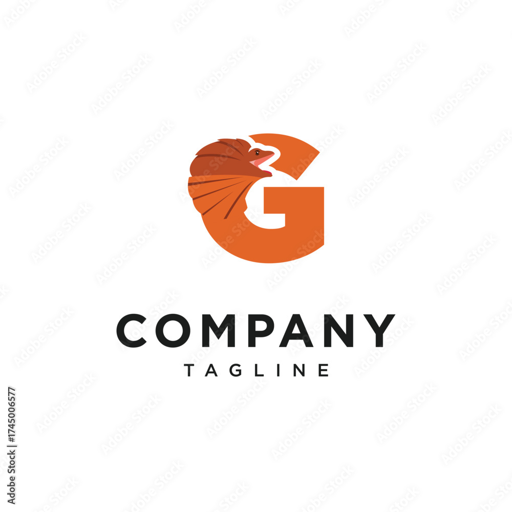 Obraz premium Letter G Frilled-neck lizard Logo Icon Vector