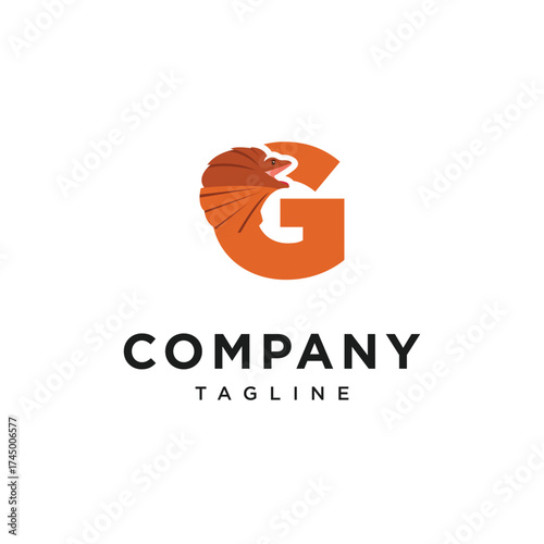 Letter G Frilled-neck lizard Logo Icon Vector