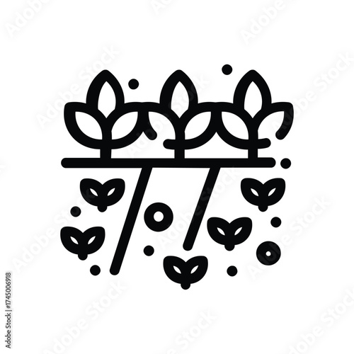 Outline drawing depicts vegetation with roots under the surface