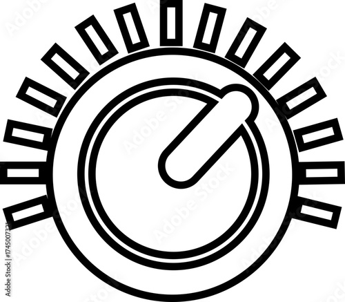 Volume Control Knob Icon Audio Adjustment Dial Vector of Sound Mixer, Music Equalizer, Tuning Button, Level Switch, Radio, Interface Symbol in Black Flat and Line Style
