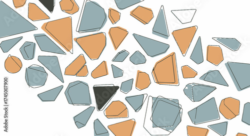 Abstract vector background featuring a mosaic of irregular geometric shapes with outline, white background