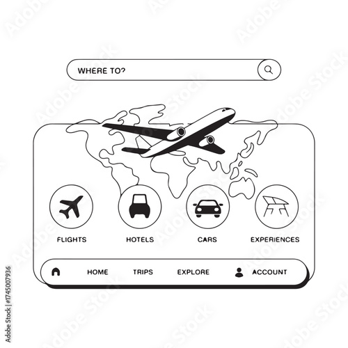 Online Flight Booking and Travel App Interface