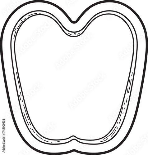 Simple Line Art Bell Pepper Slice Outline for Food and Cooking