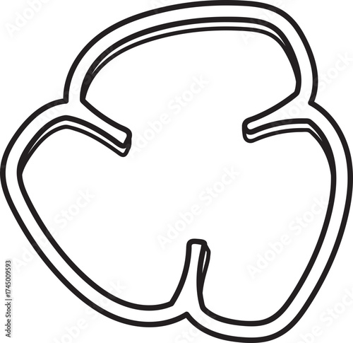 Bell Pepper Slice Outline Illustration - Minimalist Vector Icon of a Vegetable Cross-Section for Healthy Food Design