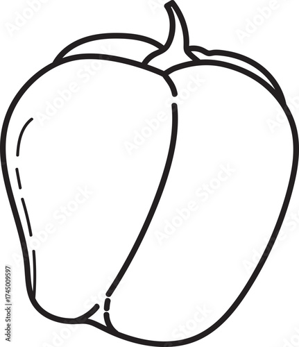 Simple Bell Pepper Line Art Drawing