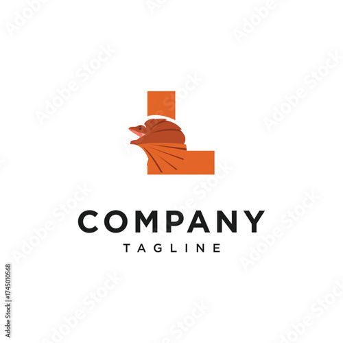 Letter L Frilled-neck lizard Logo Icon Vector