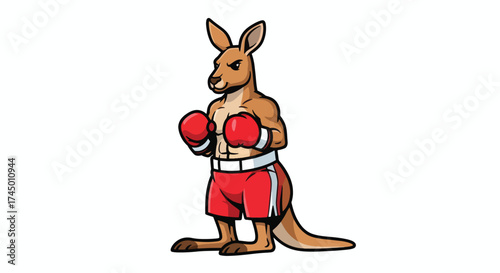 Boxing Kangaroo Ready for a Fight in Red Shorts and Gloves.