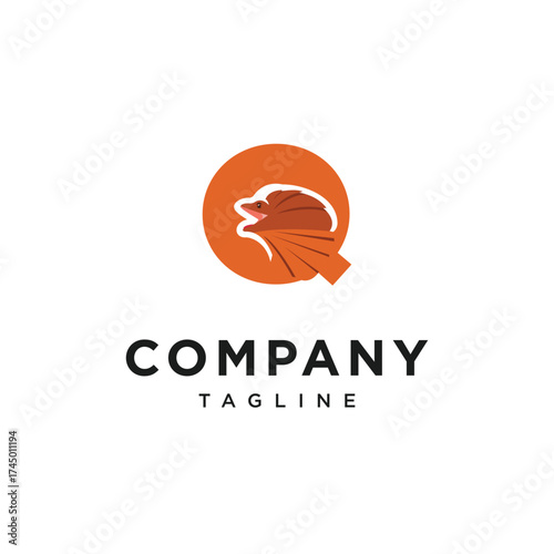 Letter Q Frilled-neck lizard Logo Icon Vector